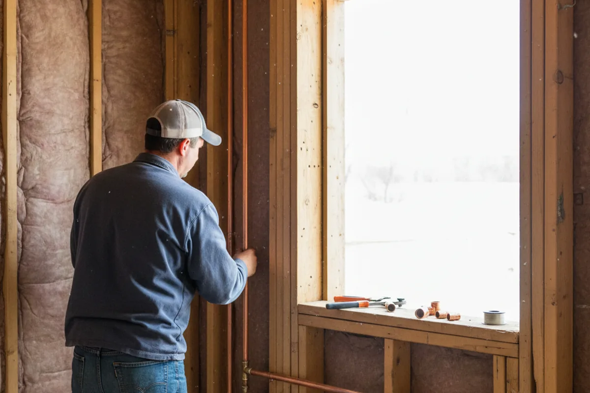 Licensed plumber running new copper supply lines in a Colgate home