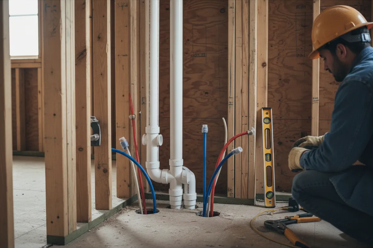 Drain and supply rough-in during Drain Cleaning in Colgate